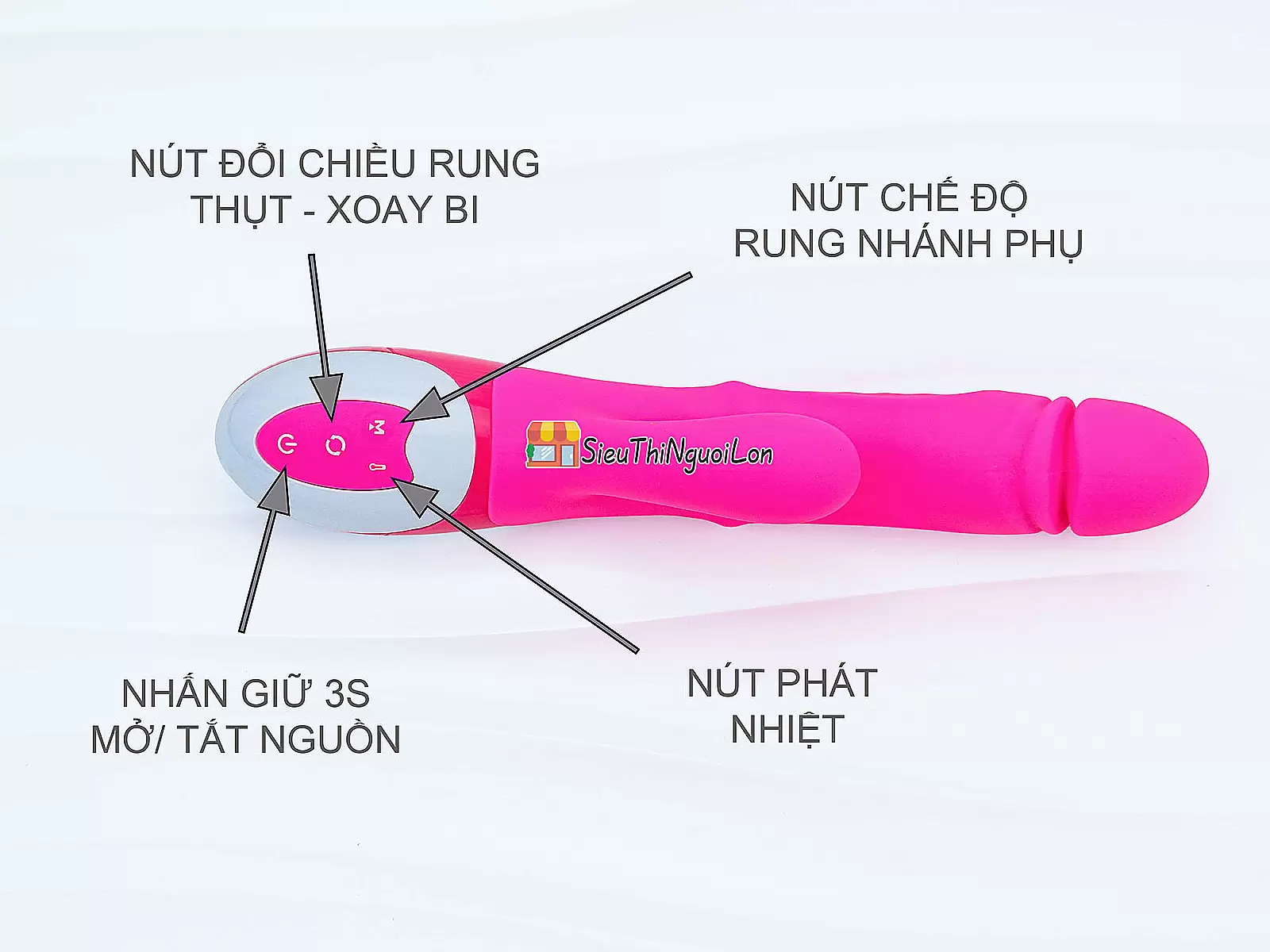 Dương vật giả Nalone Wave ấm nóng cao cấp có bi rung giật pin sạc