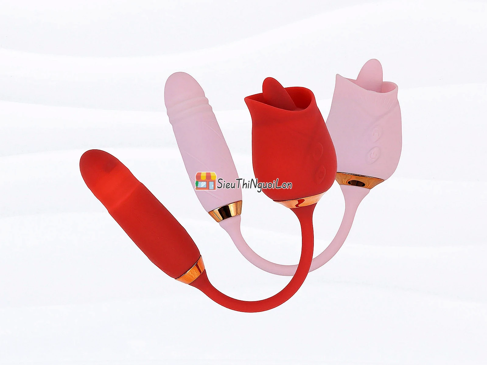Trứng rung hoa hồng 2 đầu – lưỡi liếm và trứng rung thụt
