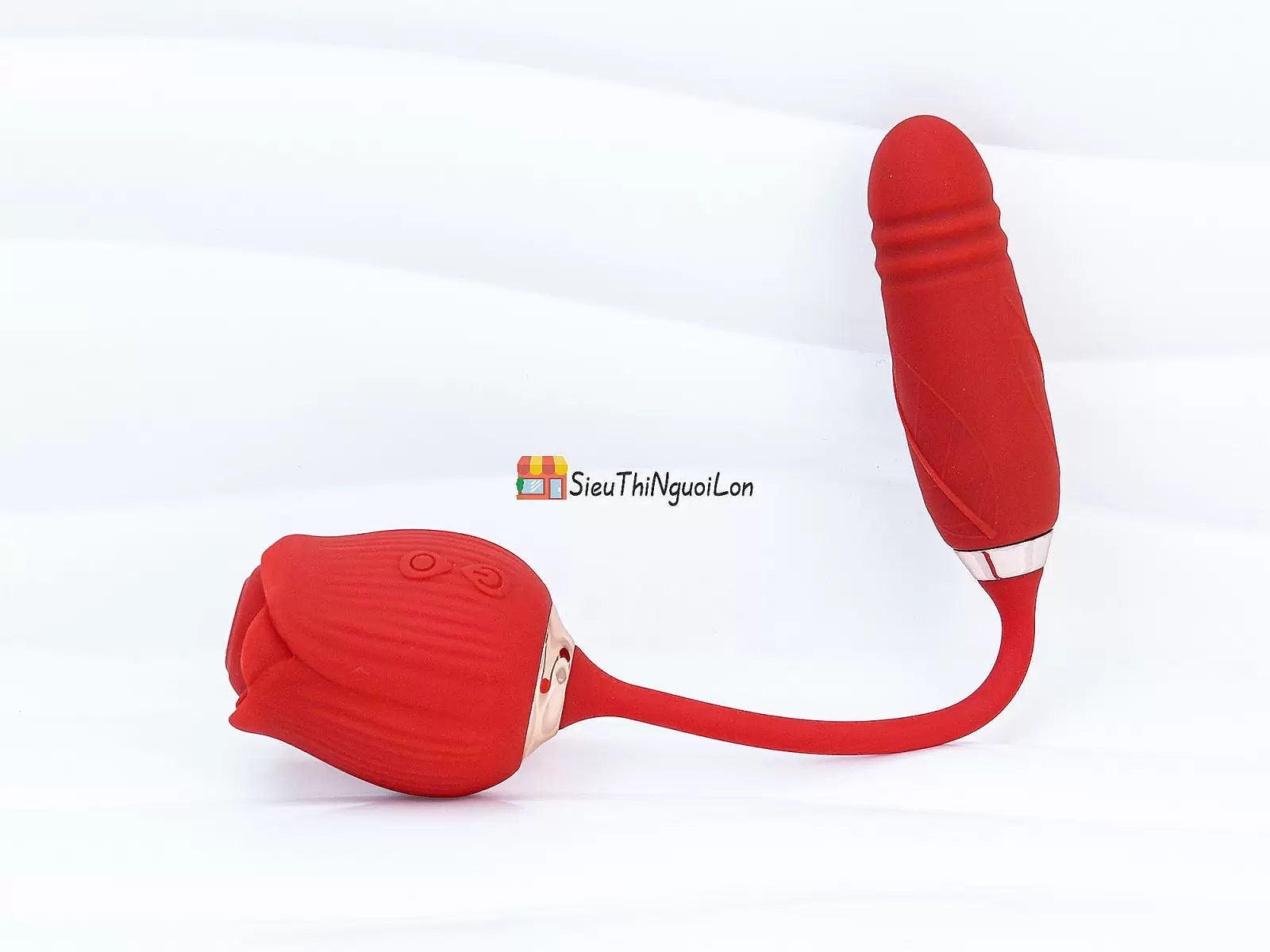 Trứng rung hoa hồng hai đầu lưỡi đánh và trứng rung thụt pin sạc