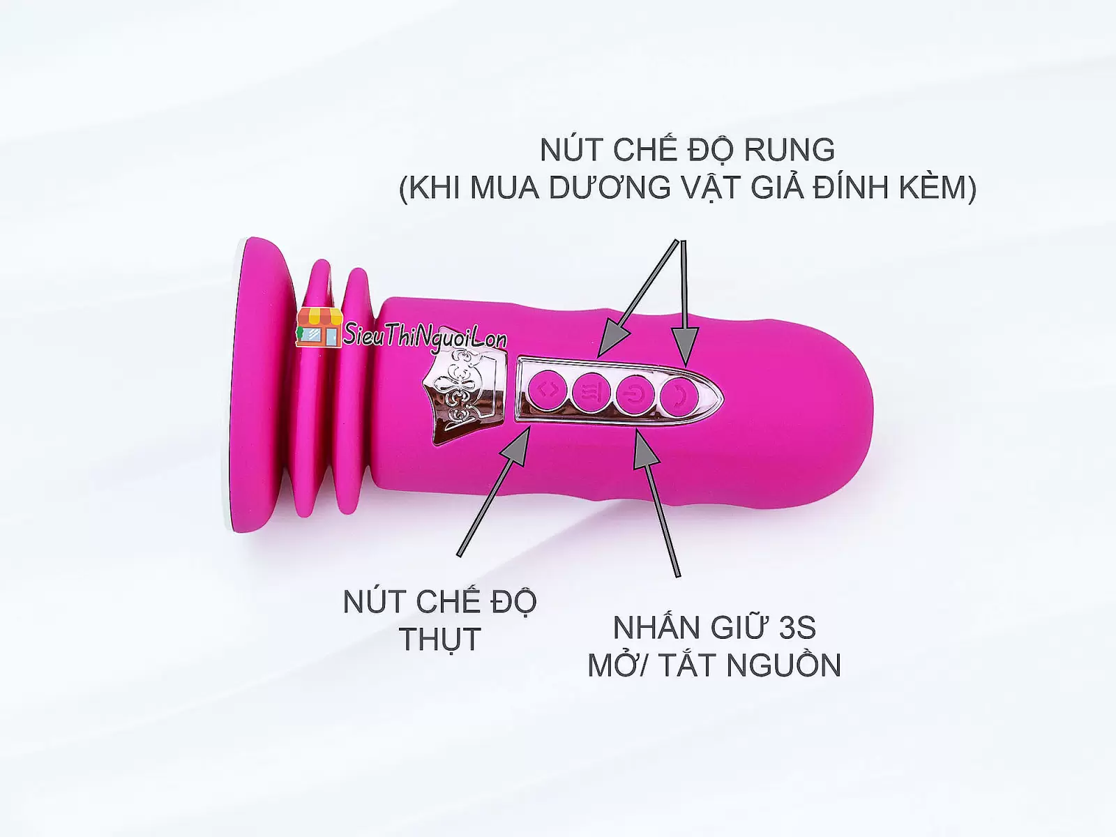 Đế gắn dương vật có đế rung thụt pin sạc (không bao gồm dương vật giả)