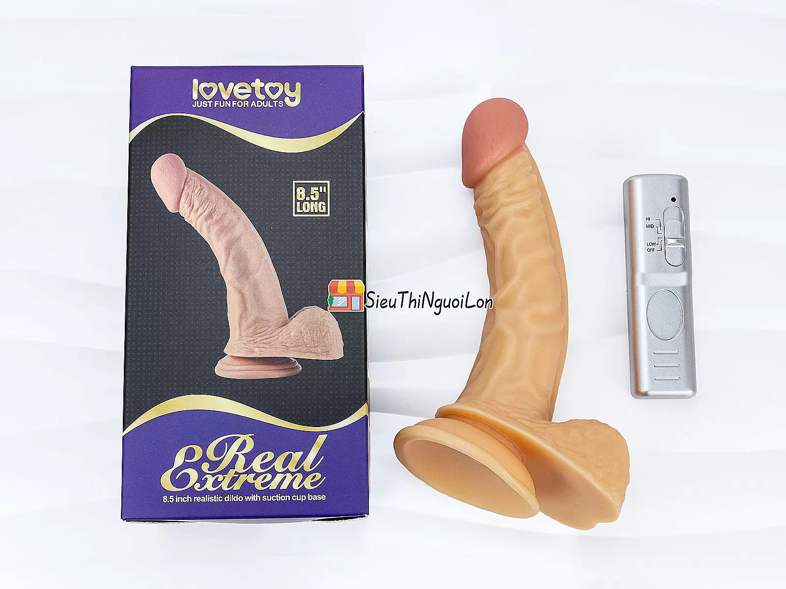 Dương vật giả có đế Lovetoy Real Extreme 8.5inch rung kèm điều khiển