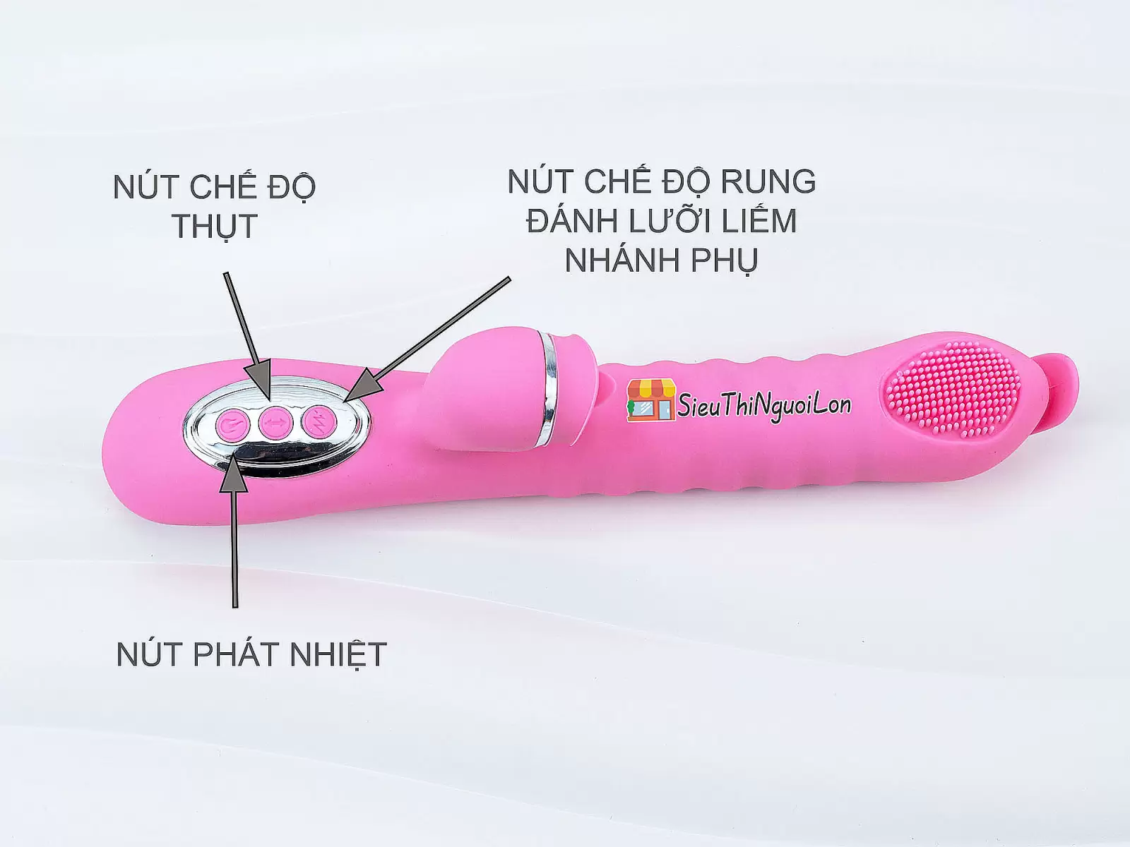 Dương vật giả lưỡi 2 đầu Telescopic liếm, rung, thụt pin sạc, ấm nóng