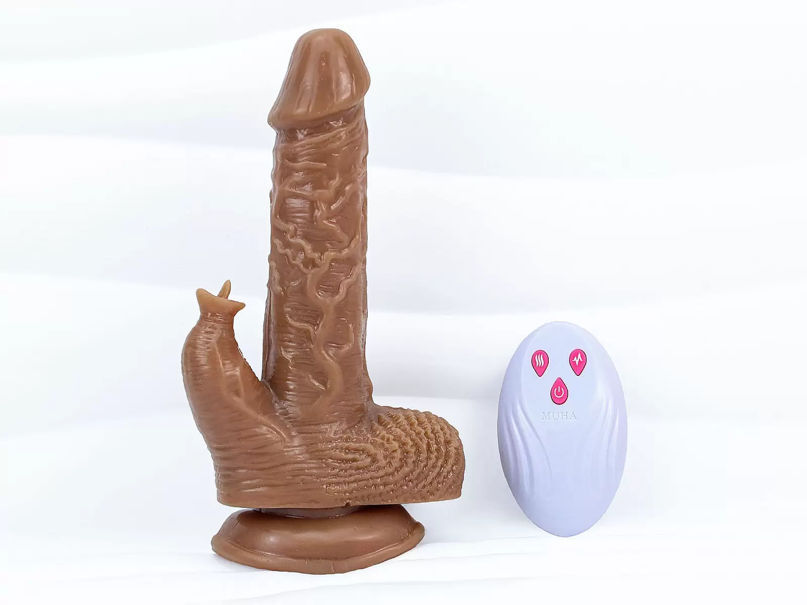 Dương vật giả có đế 2 đầu rung - thụt - ngoáy điều khiển từ xa