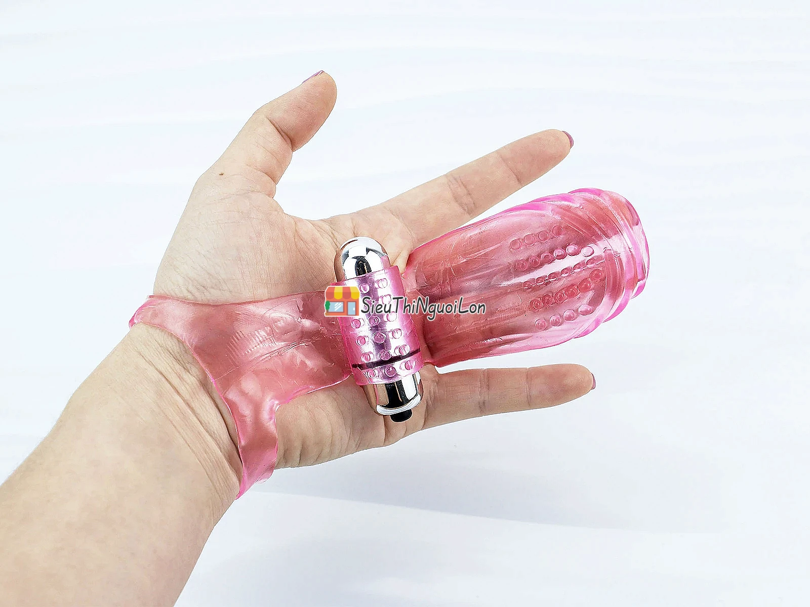 Bao silicone có rung đeo ngón tay kích thích vùng kín