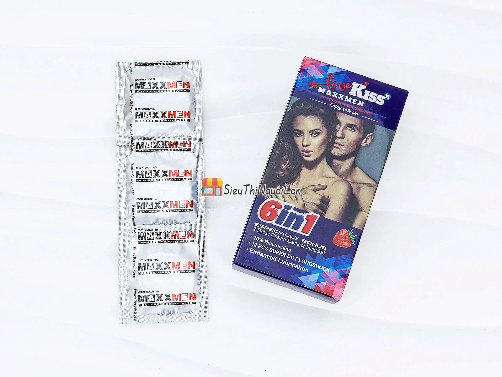 Bao cao su Love Kiss MaxxMen 6in1 – gân gai, kéo dài lâu