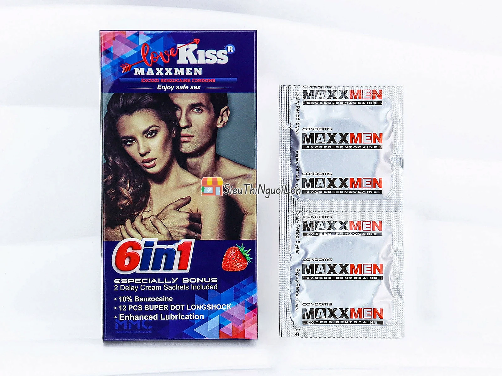 Bao cao su Love Kiss MaxxMen 6in1 – gân gai, kéo dài lâu