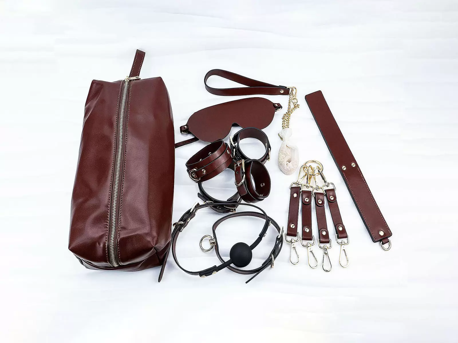 Túi BDSM da nâu 8 món – vintage sang trọng