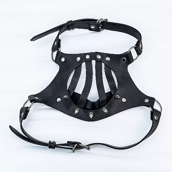 Mặt nạ khóa miệng BDSM – da PU đen gợi cảm
