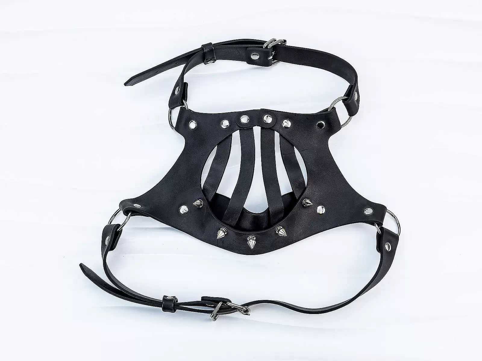 Mặt nạ khóa miệng BDSM – da PU đen gợi cảm