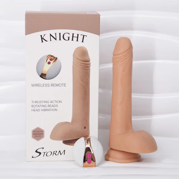 Dương vật giả có đế Knight Storm có điều khiển từ xa