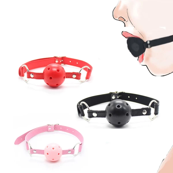 Khóa miệng BDSM KM45 – ball gag silicon đỏ