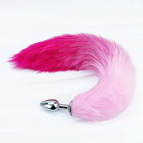 Plug inox đuôi chồn hồng – cosplay BDSM xinh xắn