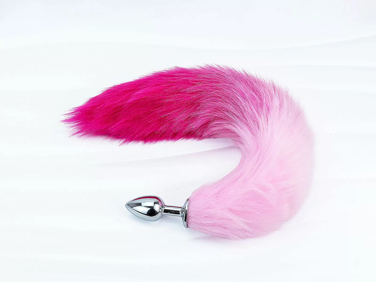 Plug inox đuôi chồn hồng – cosplay BDSM xinh xắn