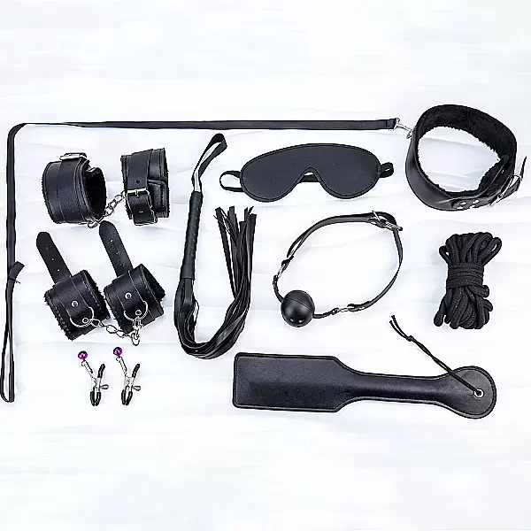 Bộ BDSM bóng đêm 9 món – đen huyền bí