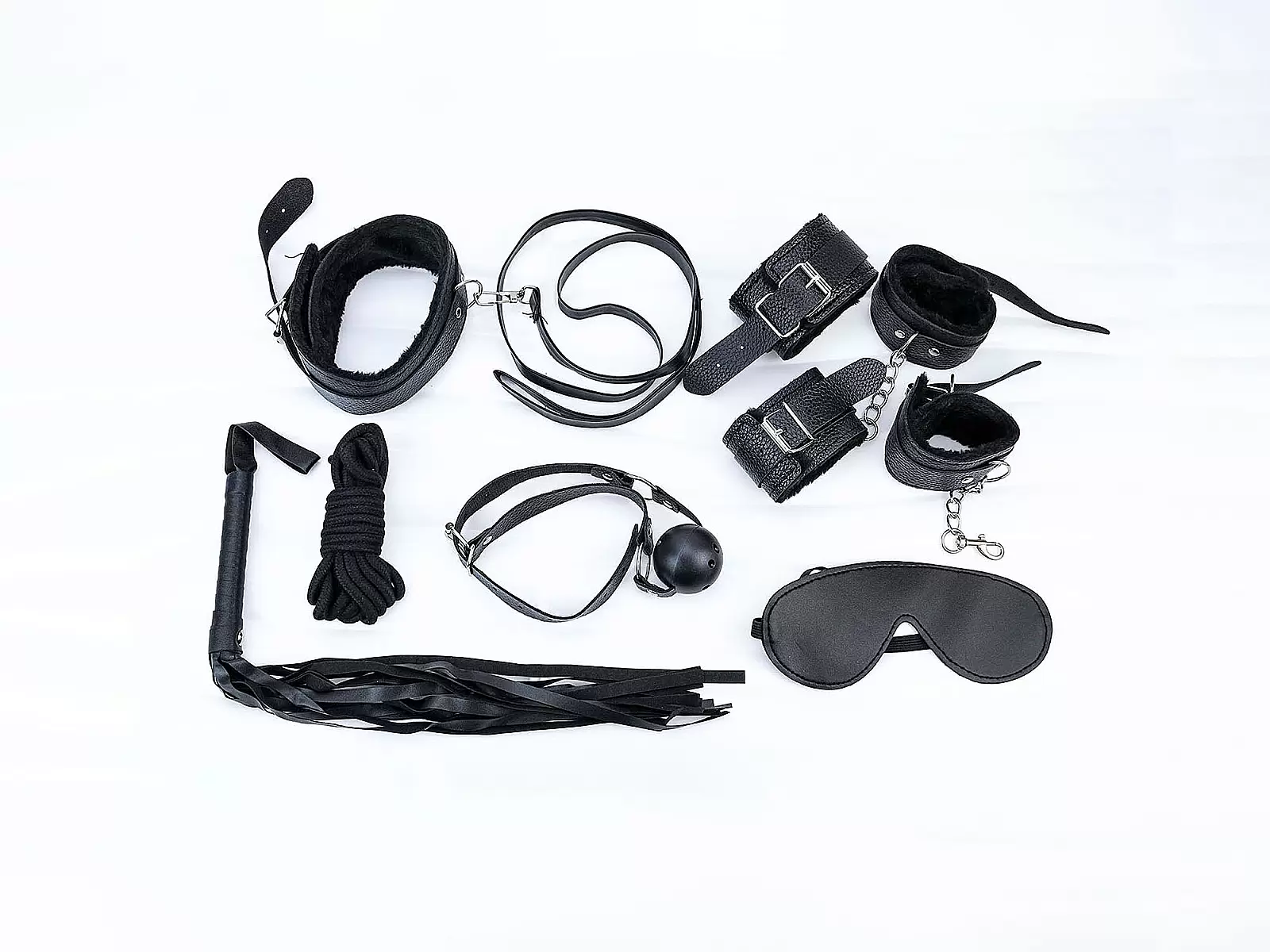 Đồ chơi bạo dâm da đen 7 món bộ phụ kiện quyến rũ cho cặp đôi thích cảm giác mạnh