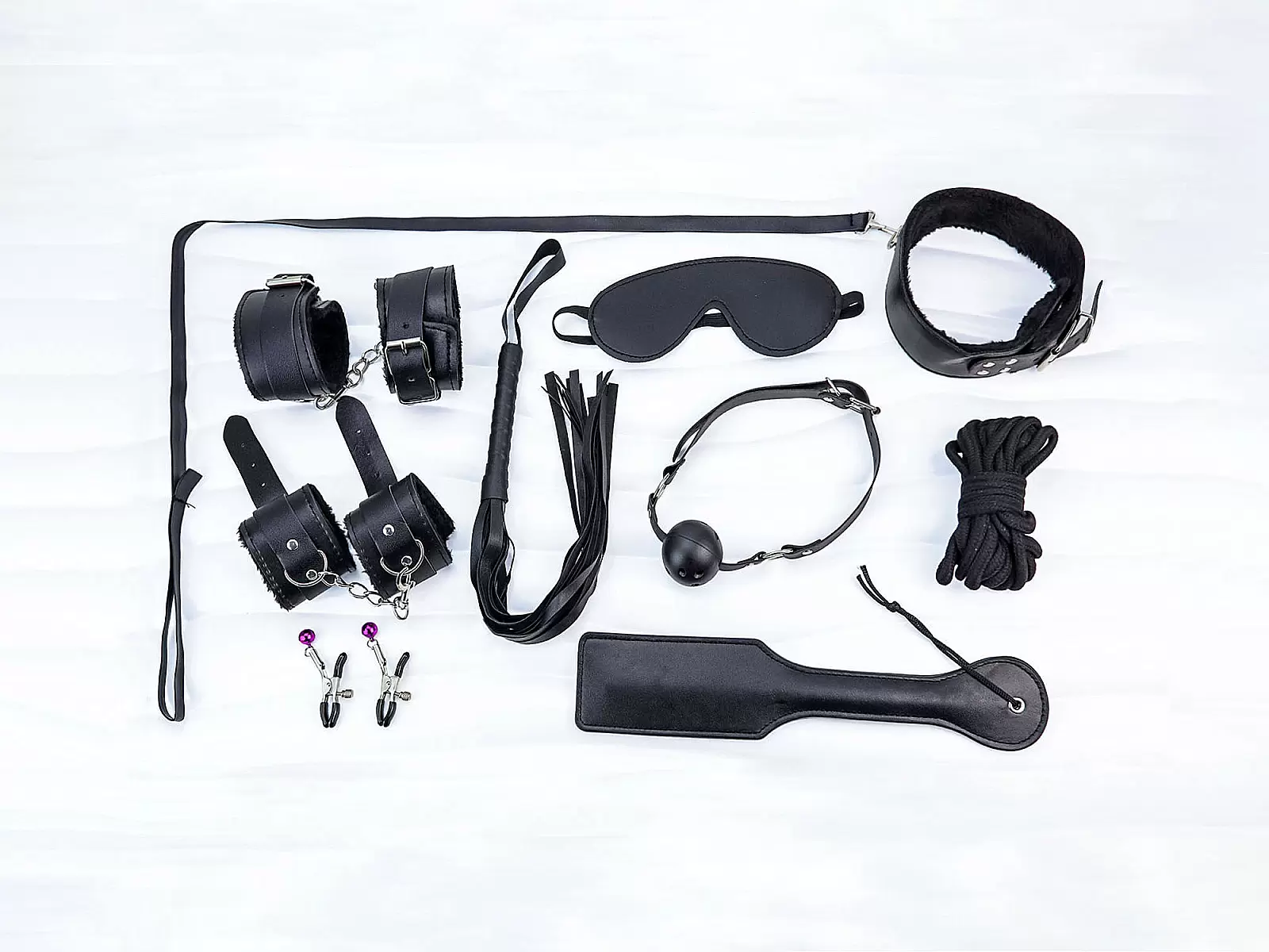 Đồ chơi bạo dâm da đen 9 món bộ phụ kiện quyến rũ cho cặp đôi thích cảm giác mạnh