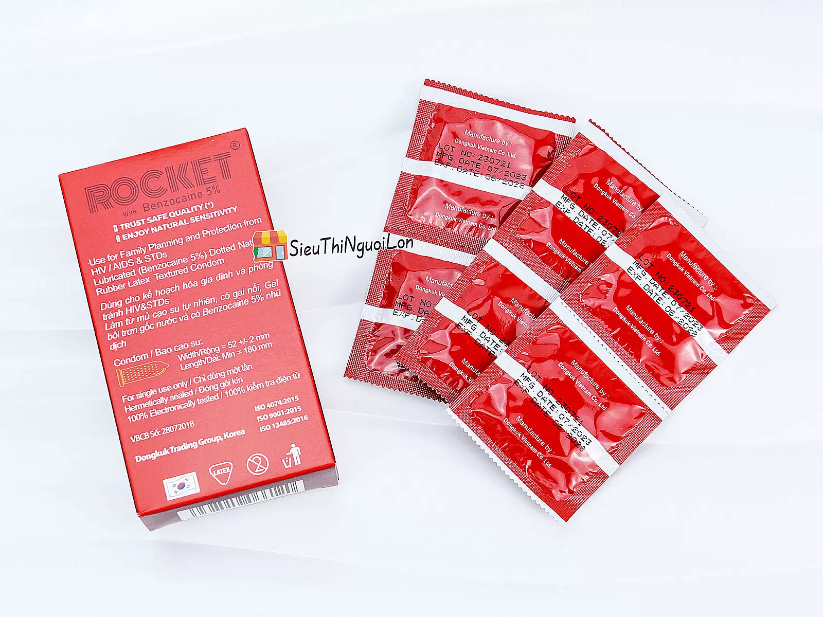 Bao cao su Rocket with Benzocaine 5% gai nổi