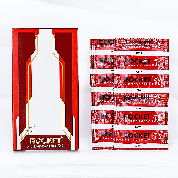 Bao cao su Rocket Benzocaine 5% – gai nổi, kéo dài lâu