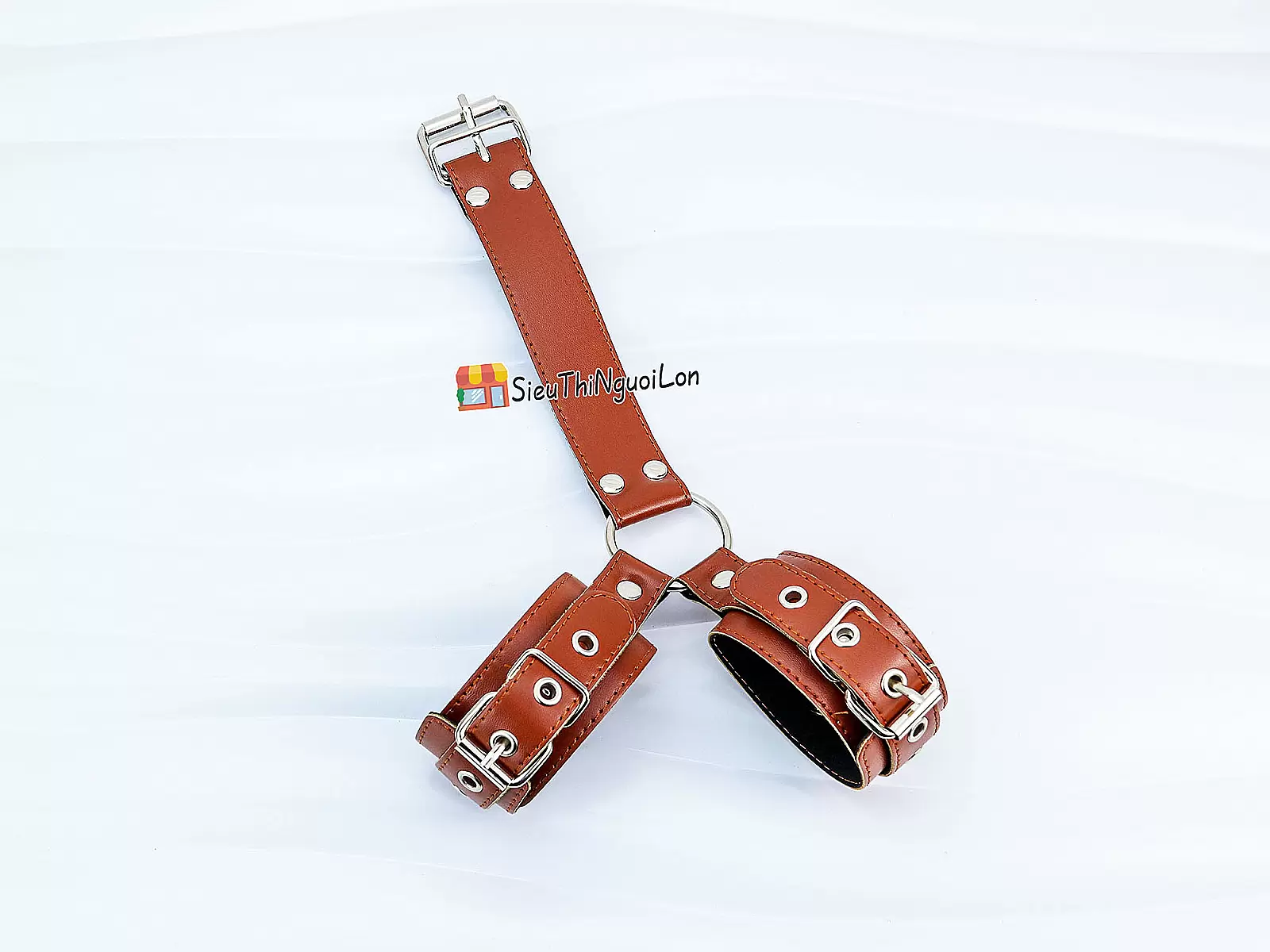 Đồ chơi bạo dâm khóa cổ còng tay da cao cấp