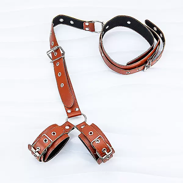 Còng cổ + còng tay da BDSM – bondage cao cấp