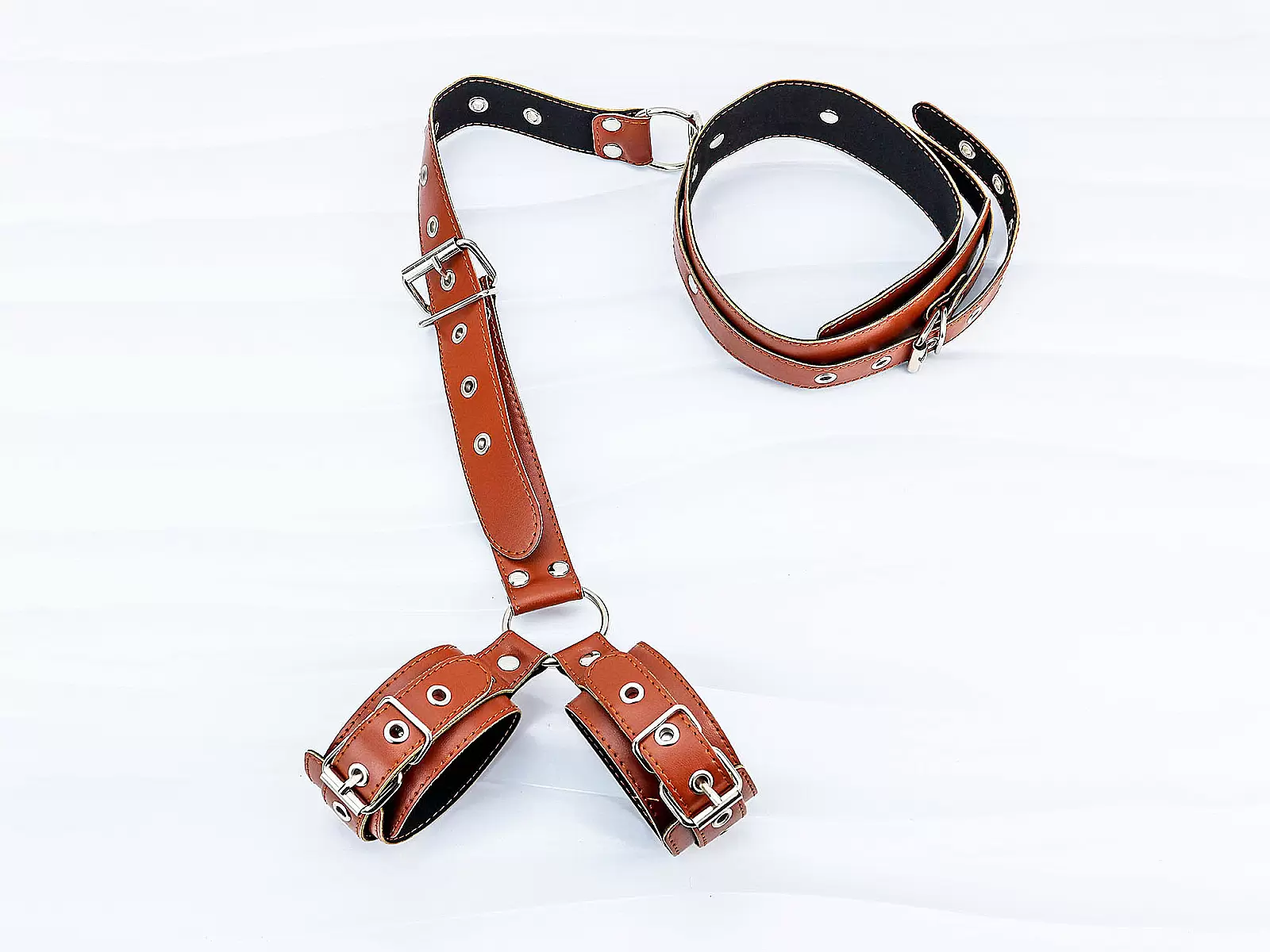 Còng cổ + còng tay da BDSM – bondage cao cấp