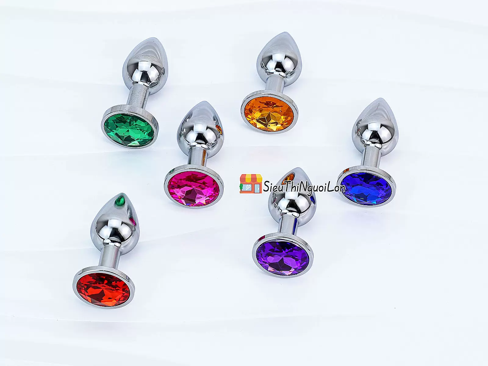 Đồ chơi kích hậu Inox size vừa đế pha lê nhiều màu sắc