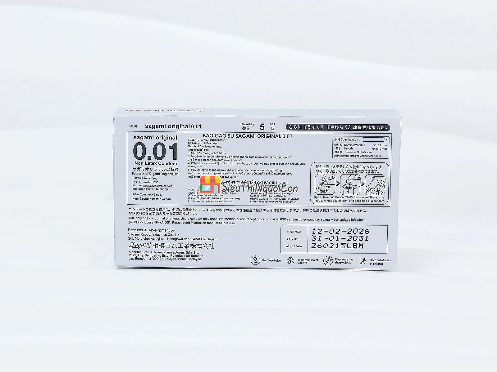 Bao cao su Sagami Original 0.01 – Siêu mỏng 0.01 mm, cảm giác chân thật như không đeo