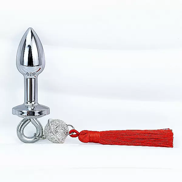 Plug inox kèm tua đỏ – hậu môn BDSM sang trọng
