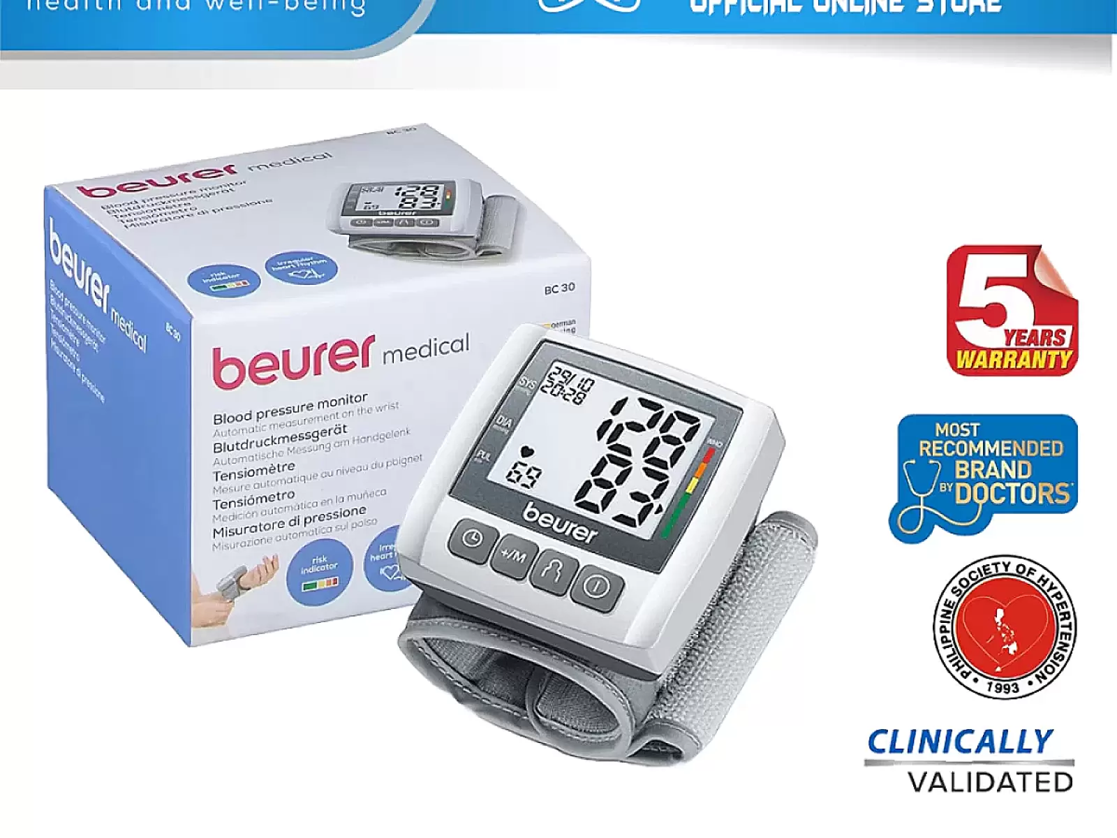 Máy đo huyết áp cổ tay Beurer BC30 – nhỏ gọn chính xác
