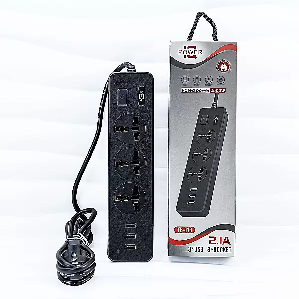 Ổ Cắm Điện IQ Power TB-T13 3 Chấu – 3 Cổng USB Công Suất 2500W