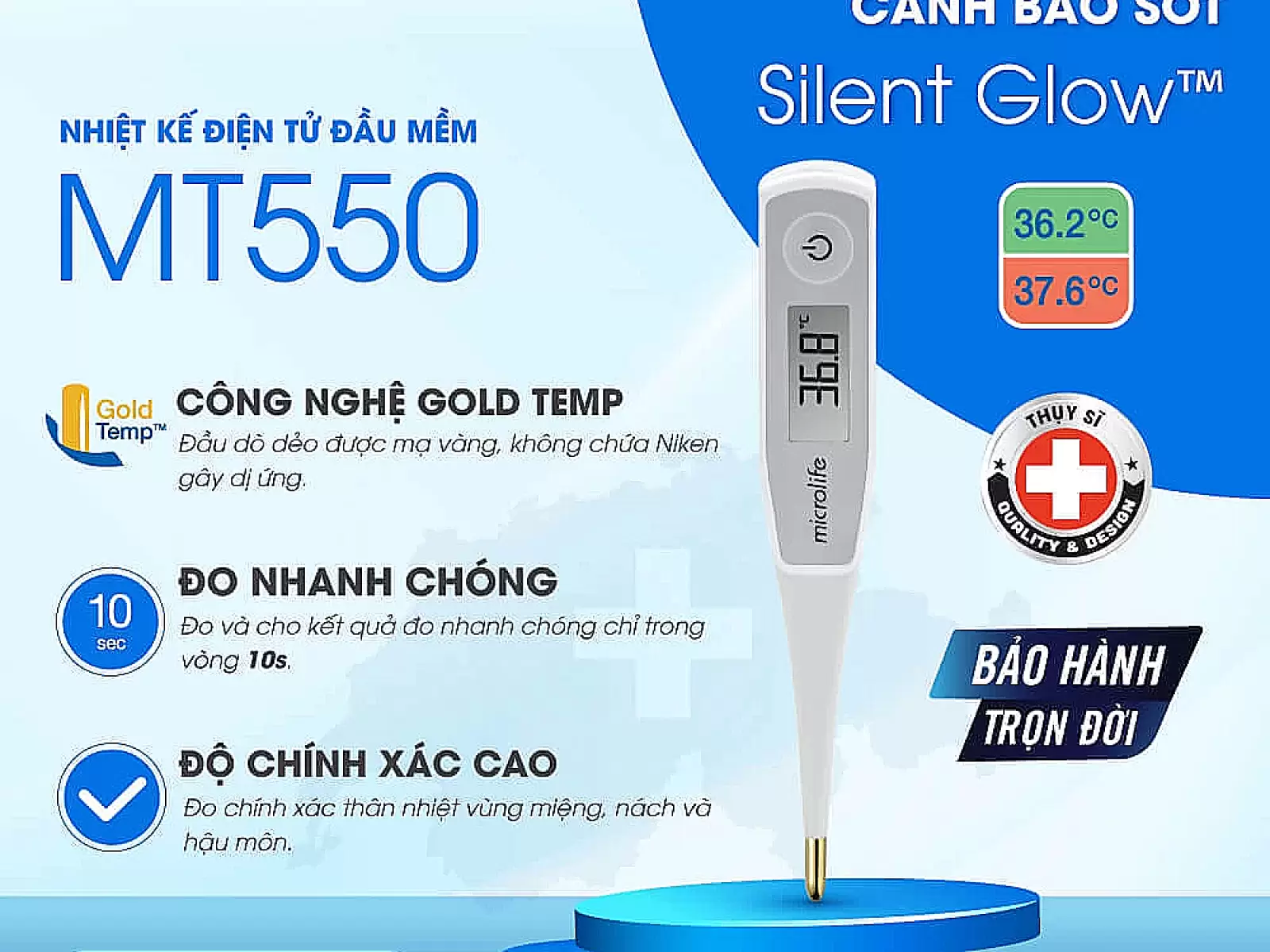Nhiệt kế điện tử Microlife MT 550 – đo nhanh 30 giây