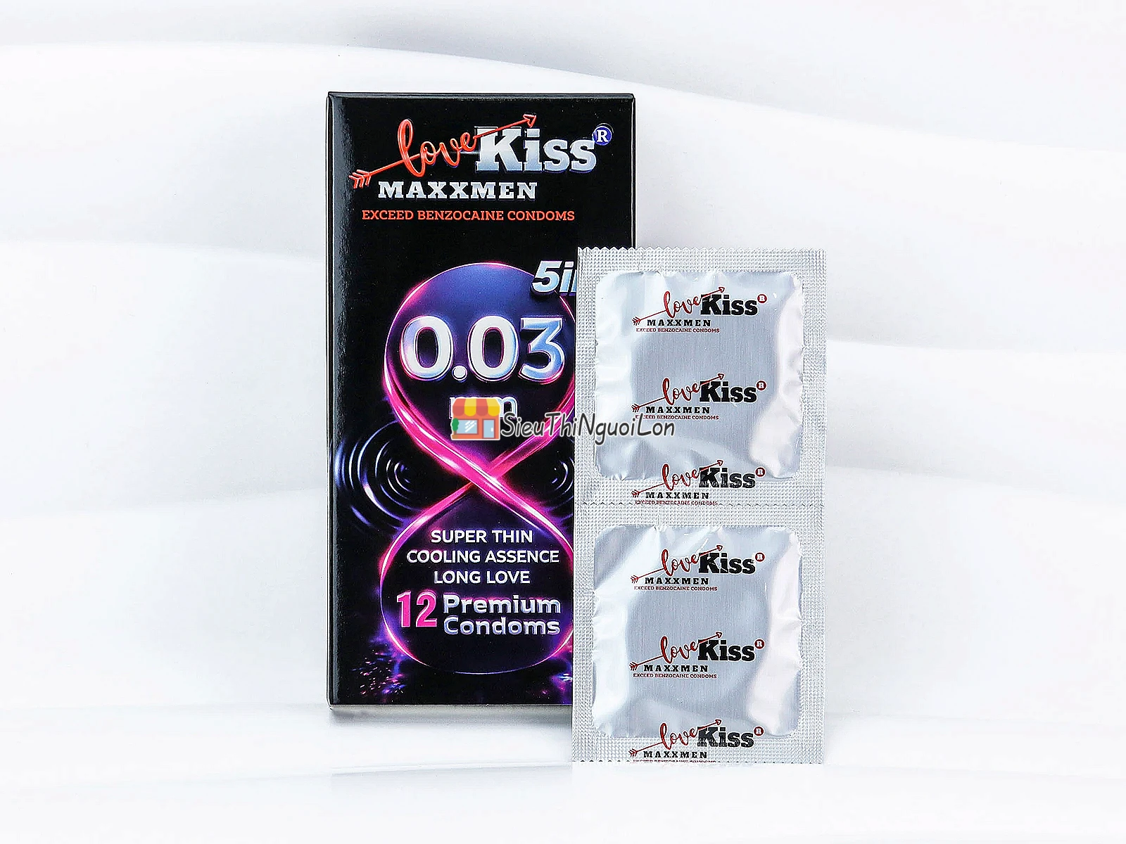 Bao cao su Love Kiss MaxxMen 0.03mm 5in1 – mát lạnh, kéo dài