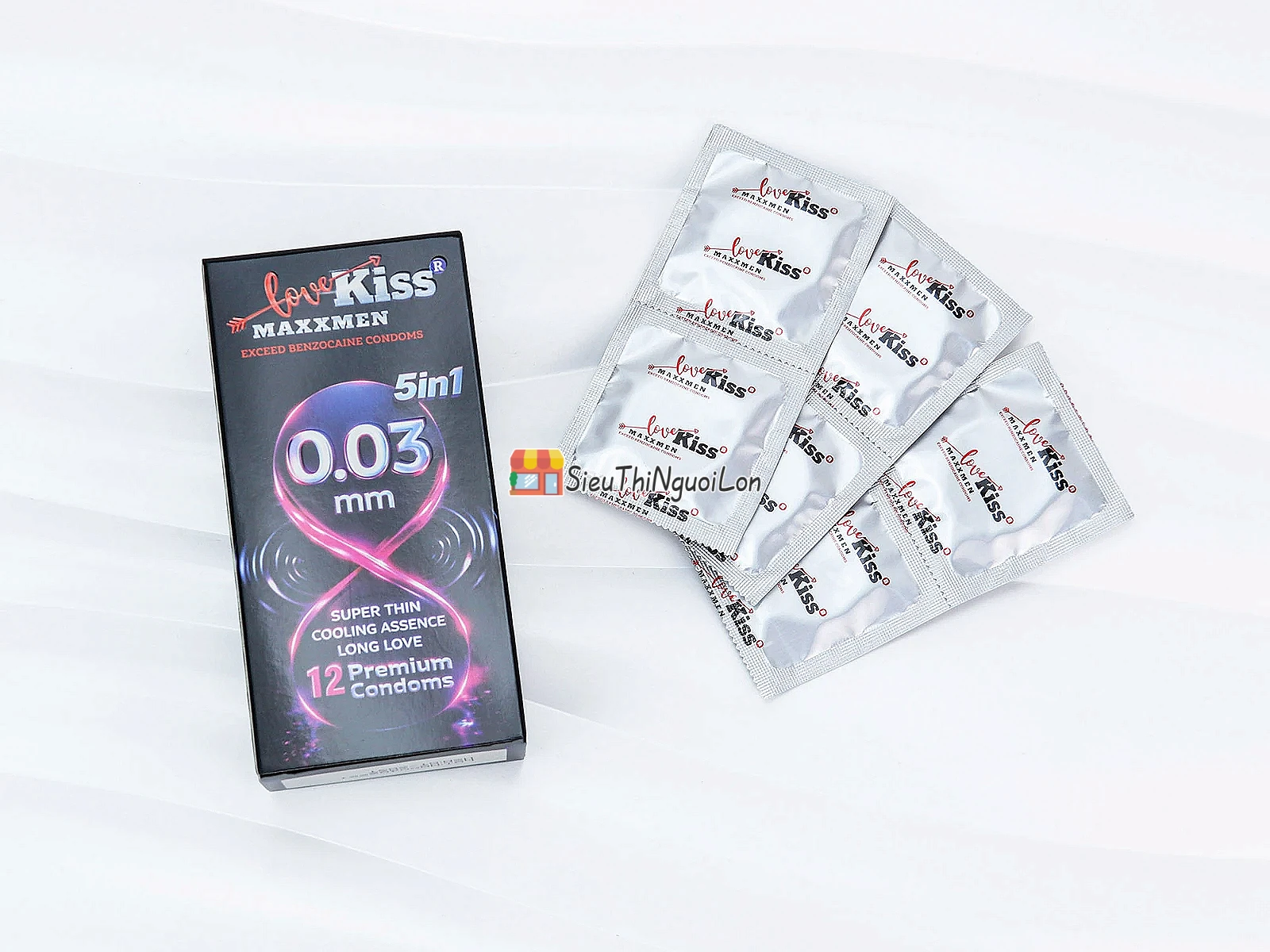 Bao cao su Love Kiss MaxxMen 0.03mm 5in1 – mát lạnh, kéo dài