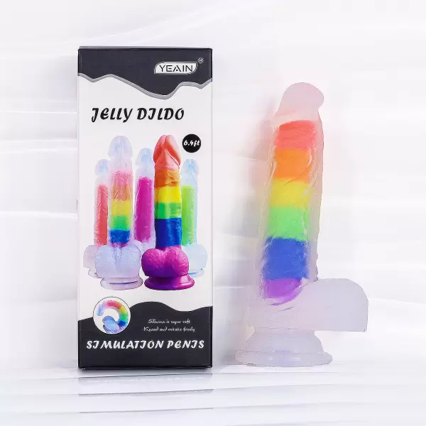 Cu giả Jelly Dildo có đế trong suốt – silicon dẻo nhiều màu