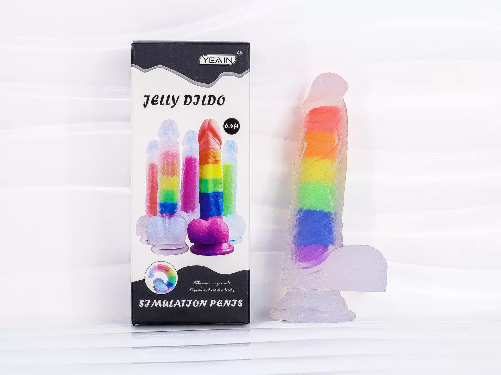 Cu giả Jelly Dildo có đế trong suốt – silicon dẻo nhiều màu