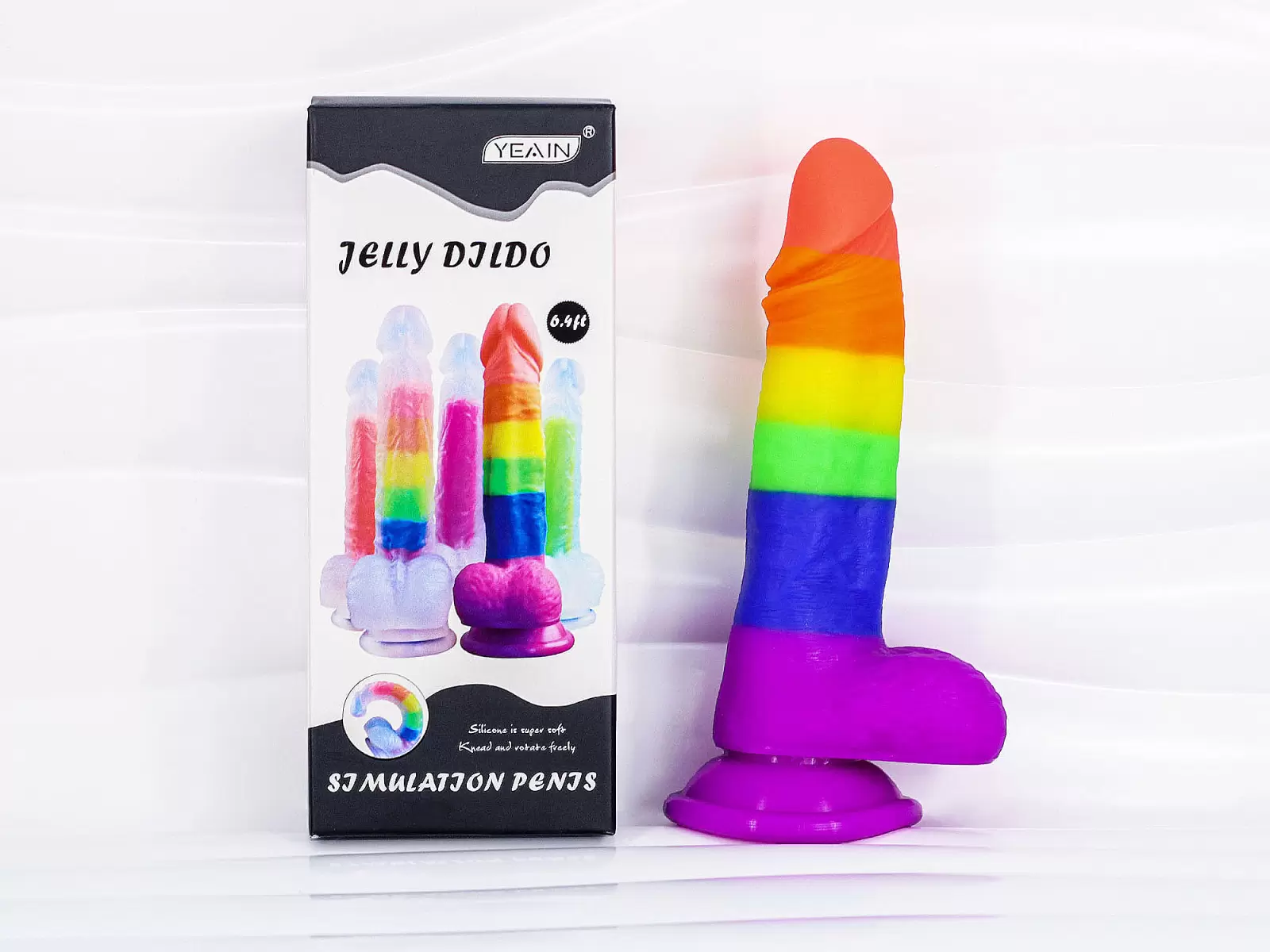 Cu giả Jelly Dildo 7 màu có đế – trong suốt crystal