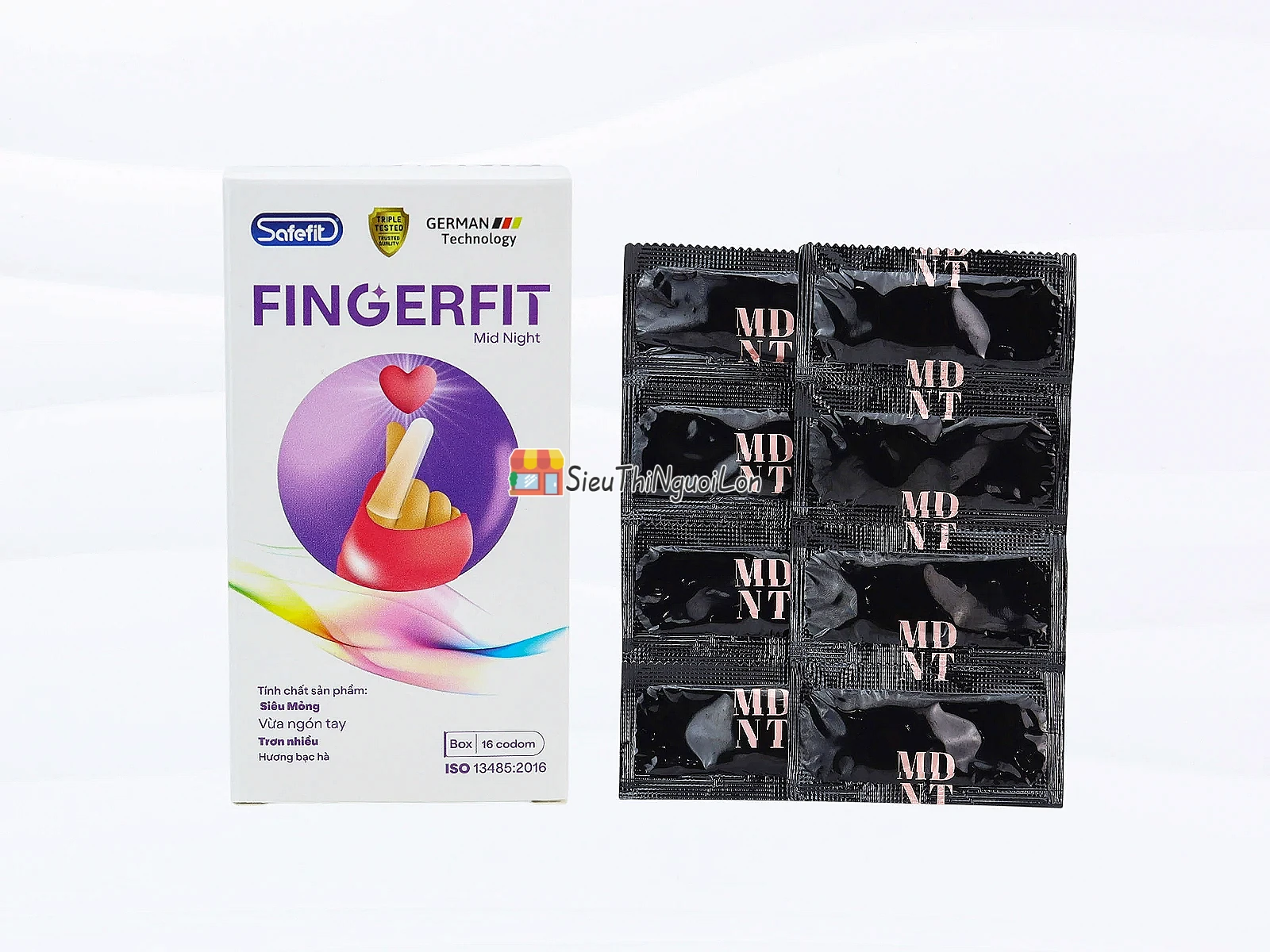Bao cao su ngón tay Safefit Fingerfit Mid Night – hộp 16